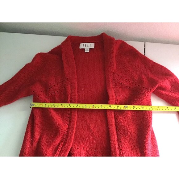 ELLE- WOMENS RED LONG SLEEVE OPEN FRONT CARDIGAN SWEATER SIZE X-SMALL - Picture 6 of 7